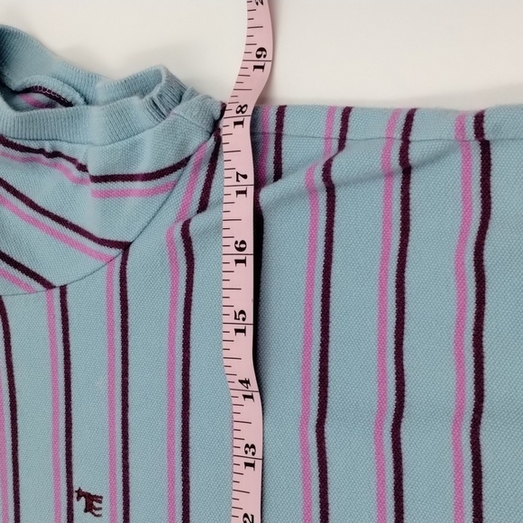Old Navy sky blue pink burgundy stripe athletic prep polo top size large - Picture 7 of 9